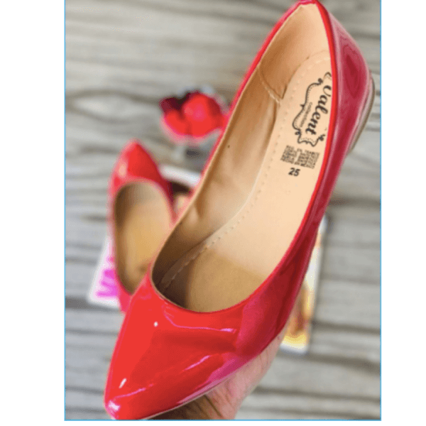 Balerina Style Shoes for Women, Made of Red Patent Leather